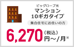 ビッグローブ光10G マンションタイプ 4,378円~/月